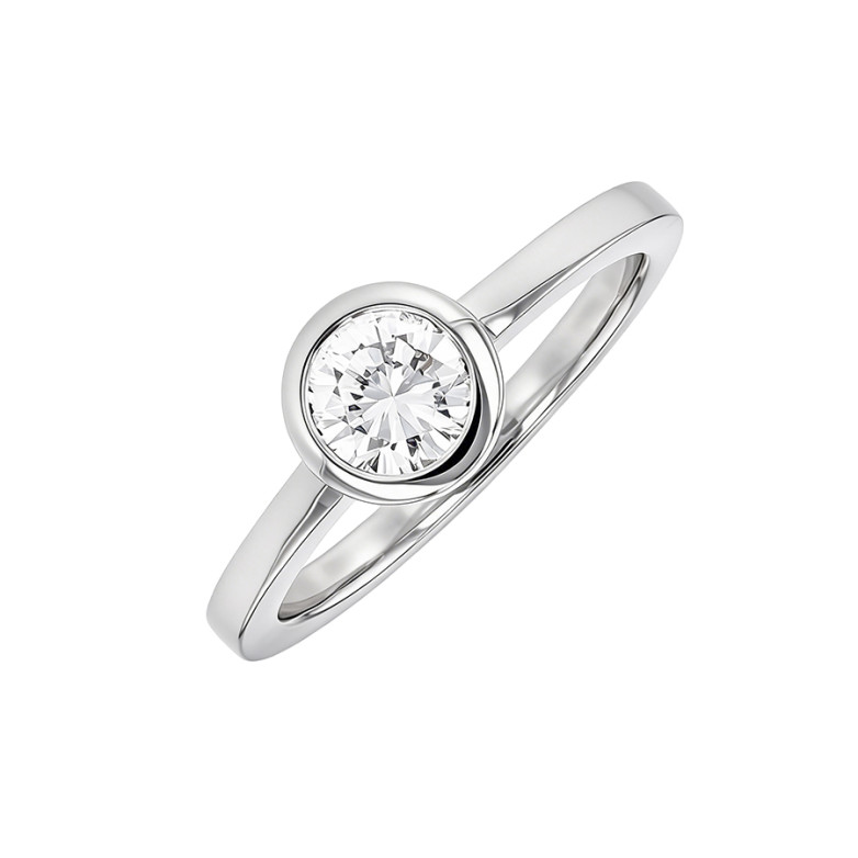 Solitaire diamant 0.65 carat or blanc 3.87g Comme neuf -  reconditionné disponible sur Gemme Les Bijoux